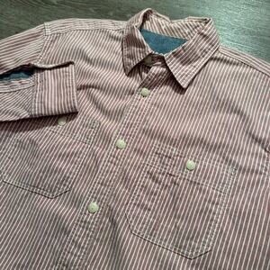 GAP 1969 Shirt Mens Small Pink Stripe Pocket Oxford Cotton Long Sleeve Button